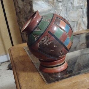 Artisan Ceramic Sphere Vase with Earthy Tones